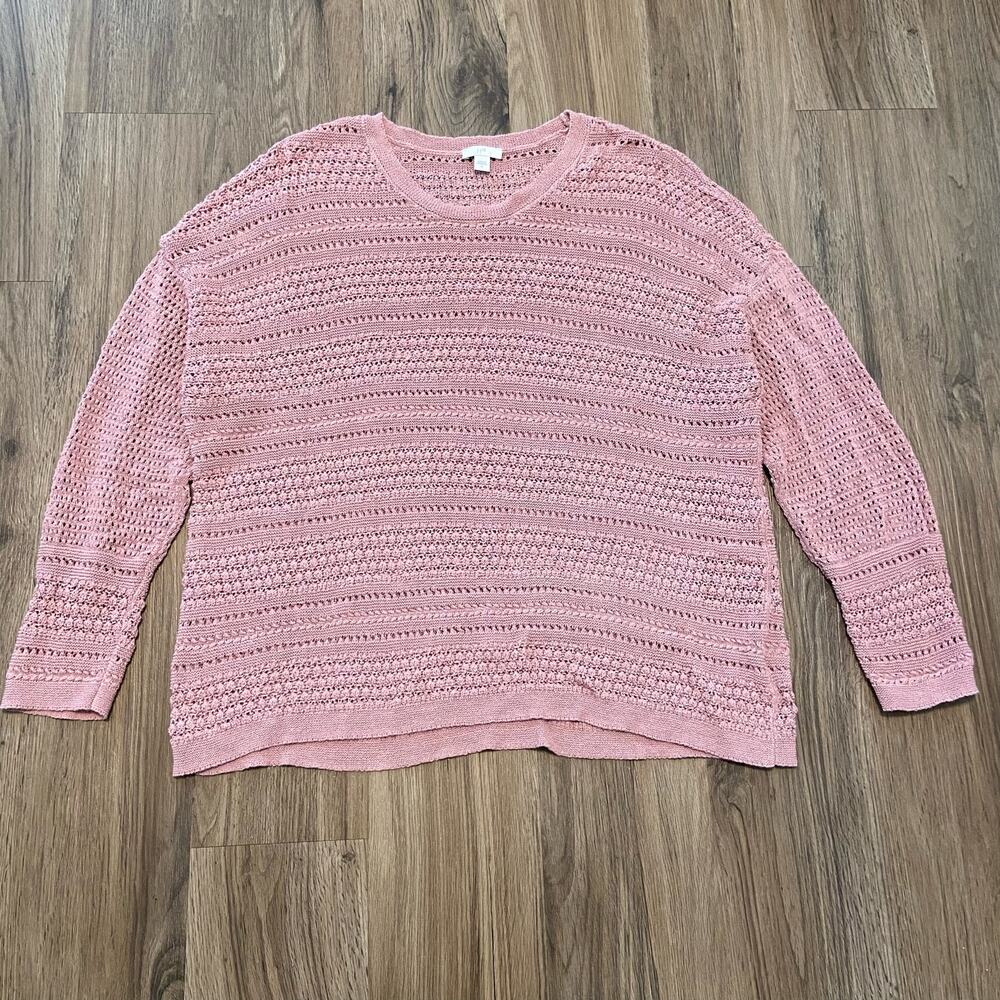 J Jill Long Sleeve Sweater Women's XL Dark Mauve Purple Loose Knit Tunic Shirt